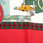 Hermes Carre 90 Winter Mail L'hiver en Poste Scarf Red Multicolor Silk — view 6
