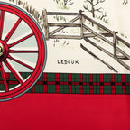 Hermes Carre 90 Winter Mail L'hiver en Poste Scarf Red Multicolor Silk — view 5