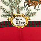 Hermes Carre 90 Winter Mail L'hiver en Poste Scarf Red Multicolor Silk — view 3