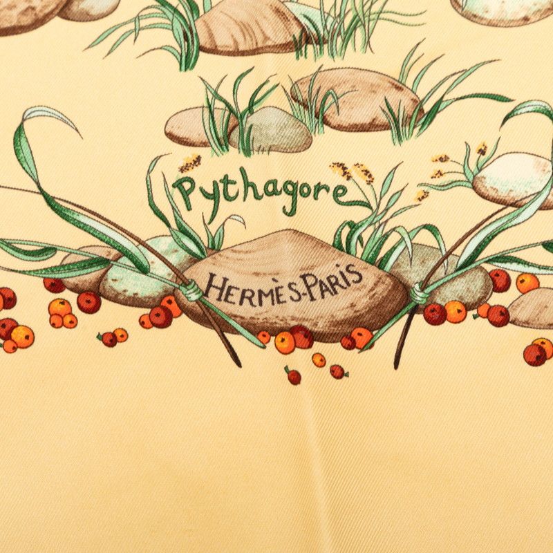 Hermes Carre 90 Pythagore Pythagoras Scarf Beige Multicolor Silk — view 3