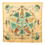 Hermes Carre 90 Pythagore Pythagoras Scarf Beige Multicolor Silk