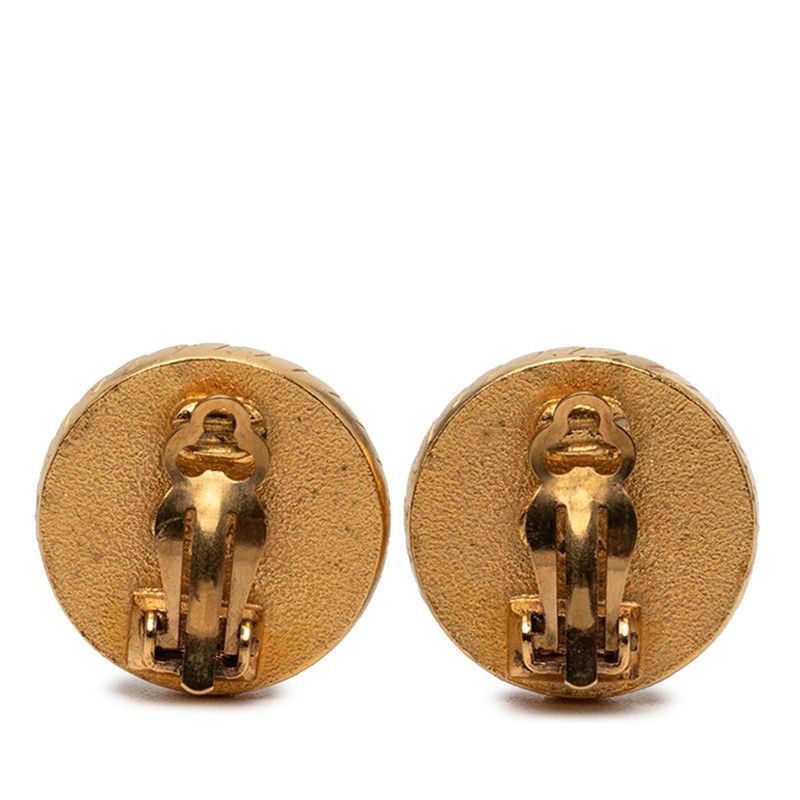 Chanel Vintage CC Logo Earrings Gold Black Plated — view 2