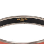 Hermes Enamel PM Cloisonne Bangle Silver Orange Metal Bracelet — view 5