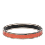 Hermes Enamel PM Cloisonne Bangle Silver Orange Metal Bracelet — view 3