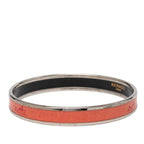 Hermes Enamel PM Cloisonne Bangle Silver Orange Metal Bracelet — view 2