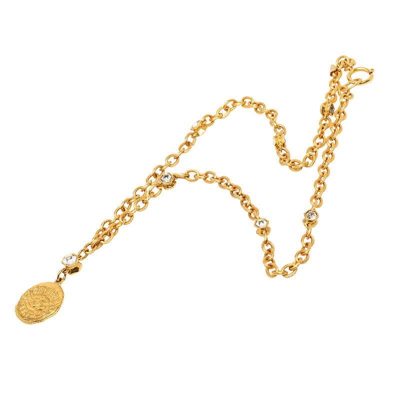 Chanel CC Logo Long Chain Pendant Gold Plated Bijou — view 3