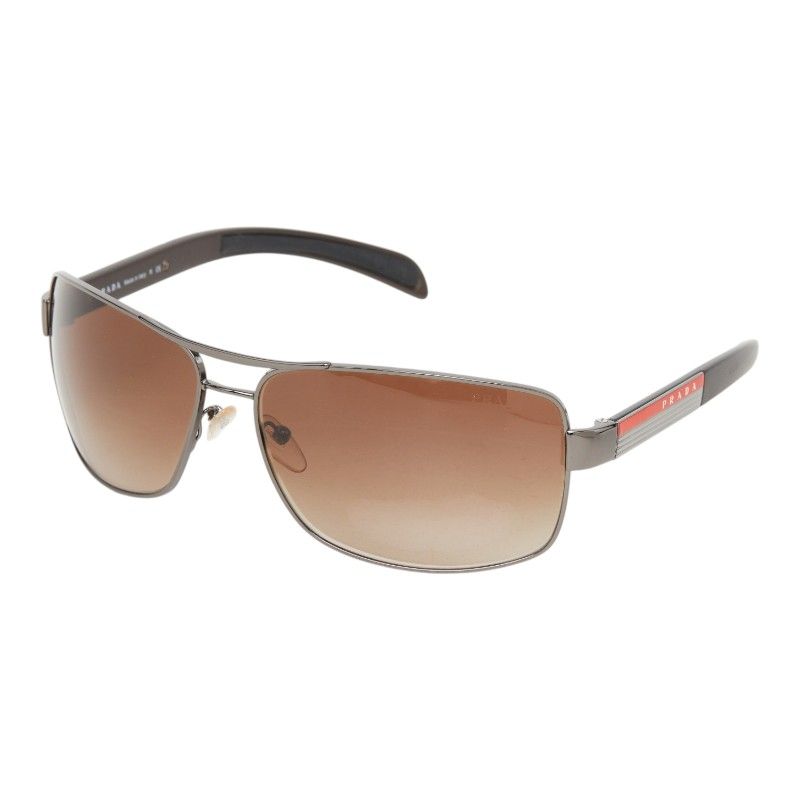Prada Logo Sunglasses Brown Silver Acetate Metal Eyewear
