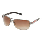 Prada Logo Sunglasses Brown Silver Acetate Metal Eyewear