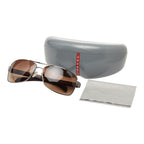 Prada Logo Sunglasses Brown Silver Acetate Metal Eyewear — view 8