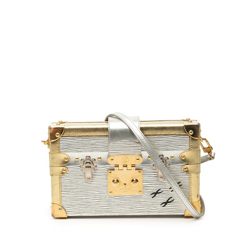 Louis Vuitton Metallic Epi Petite Malu Crossbody Shoulder Bag Gold Silver