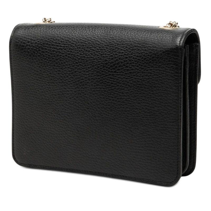 Gucci Interlocking Chain Shoulder Bag Black Leather — view 2