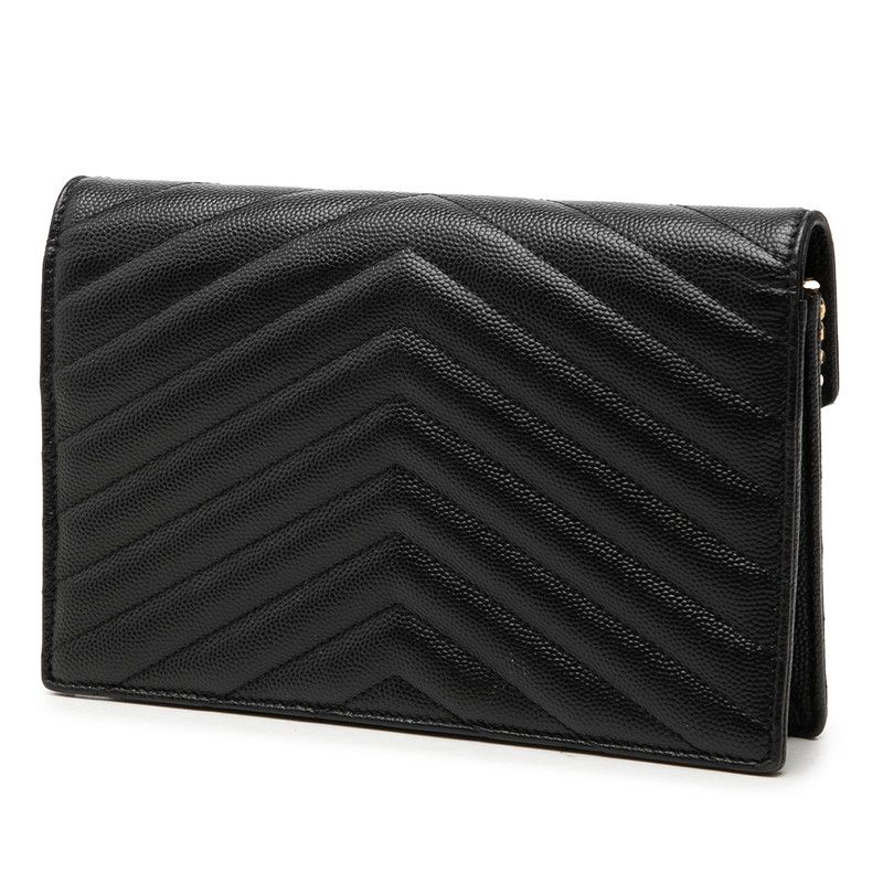 Saint Laurent YSL Logo Cassandra Envelope Chain Wallet Shoulder Bag Black — view 2