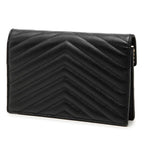Saint Laurent YSL Logo Cassandra Envelope Chain Wallet Shoulder Bag Black — view 2