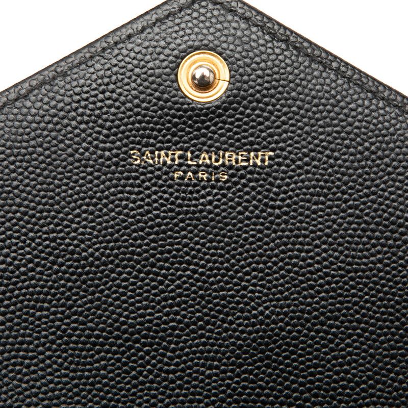 Saint Laurent YSL Logo Cassandra Envelope Chain Wallet Shoulder Bag Black — view 5