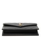 Saint Laurent YSL Logo Cassandra Envelope Chain Wallet Shoulder Bag Black — view 3