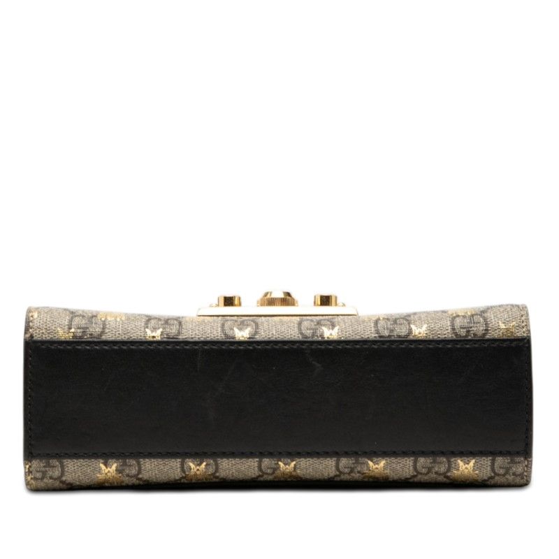 Gucci GG Supreme Padlock Small Chain Shoulder Bag Beige Black Leather — view 3