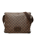 Louis Vuitton Damier Brooklyn MM Messenger Bag Crossbody Brown Leather
