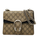 Gucci GG Supreme Dionysus Chain Shoulder Bag Beige Black Suede Leather