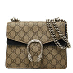 Gucci GG Supreme Dionysus Chain Shoulder Bag Beige Black Suede Leather