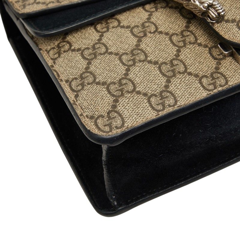 Gucci GG Supreme Dionysus Chain Shoulder Bag Beige Black Suede Leather — view 5