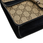 Gucci GG Supreme Dionysus Chain Shoulder Bag Beige Black Suede Leather — view 5