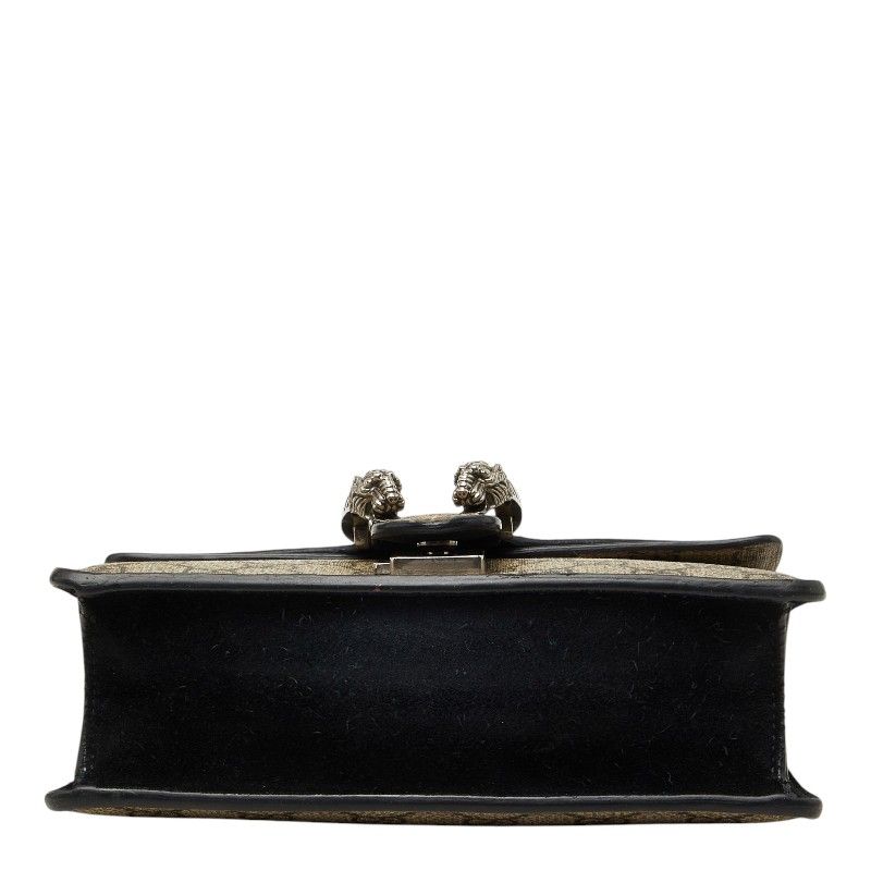 Gucci GG Supreme Dionysus Chain Shoulder Bag Beige Black Suede Leather — view 3