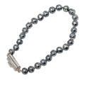 Chanel CC Logo Bracelet Silver Faux Pearl Metal