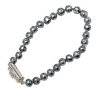 Chanel CC Logo Bracelet Silver Faux Pearl Metal