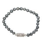 Chanel CC Logo Bracelet Silver Faux Pearl Metal — view 2