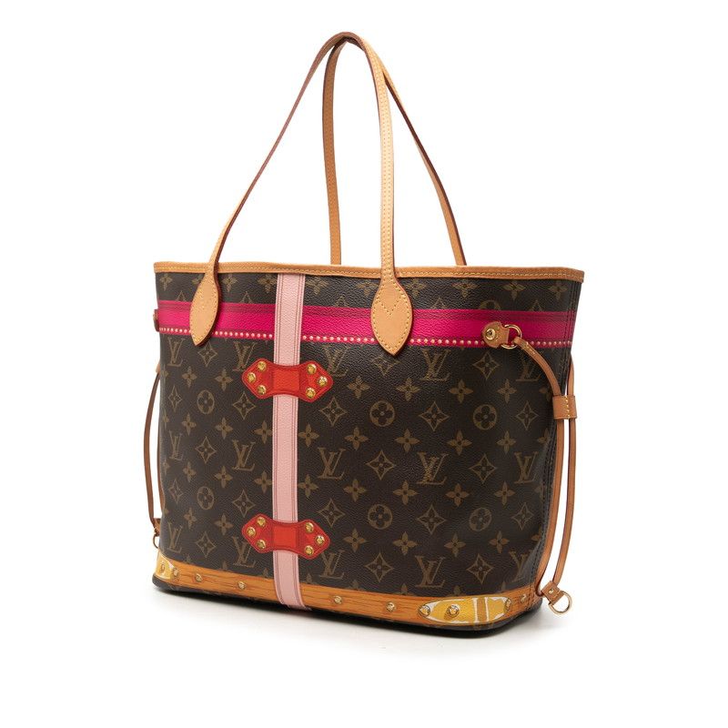 Louis Vuitton Monogram Summer Trunk Neverfull MM Tote Brown Multicolor Leather — view 2