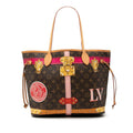 Louis Vuitton Monogram Summer Trunk Neverfull MM Tote Brown Multicolor Leather