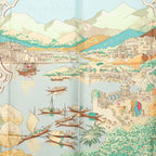 Hermes Carre 90 le Fleuve Sacre Sacred River Scarf Beige Multicolor Silk — view 2