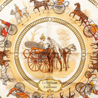 Hermes Carre 90 la Promenade de Longchamps Walk to Long Chien Scarf Brown — view 3