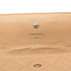 Chanel CC Logo Quilted Wallet Beige Caviar Leather — view 6