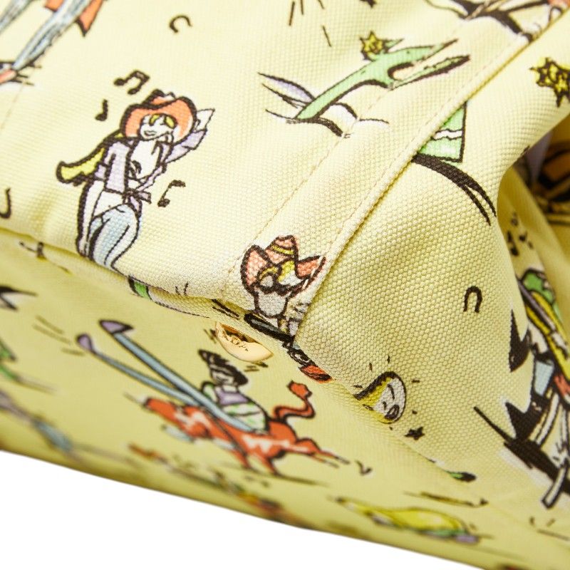 Prada Canapa Large Tote Print Yellow Multicolor Canvas — view 4