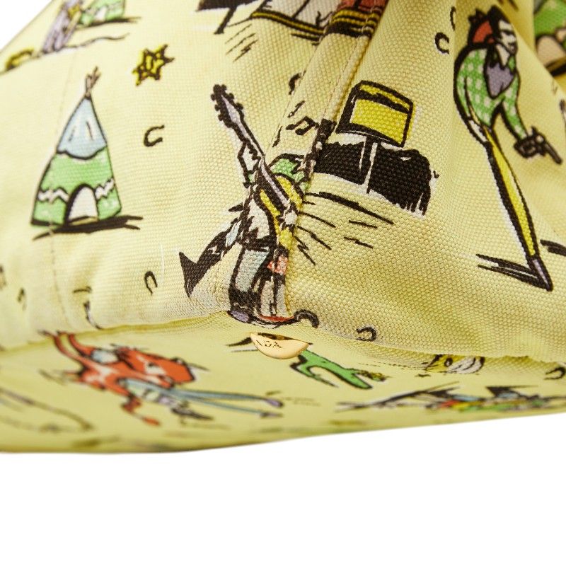 Prada Canapa Large Tote Print Yellow Multicolor Canvas — view 6