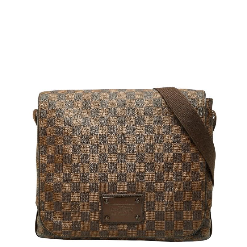 Louis Vuitton Damier Brooklyn MM Messenger Bag Brown Leather