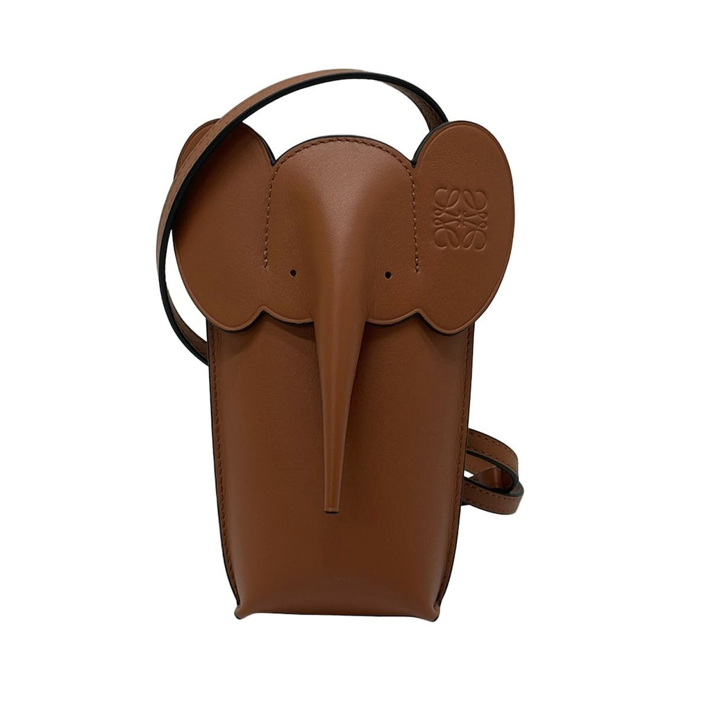 Loewe Shoulder Bag Elephant Dark Brown Smartphone Pochette Leather