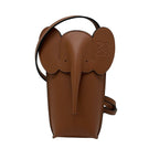 Loewe Shoulder Bag Elephant Dark Brown Smartphone Pochette Leather