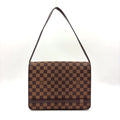 Louis Vuitton Tribeca Carre Damier Ebene Leather Brown Shoulder Bag Gold