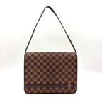 Louis Vuitton Tribeca Carre Damier Ebene Leather Brown Shoulder Bag Gold