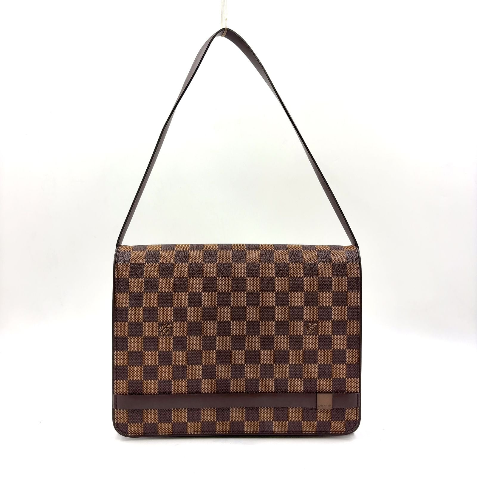 Louis Vuitton Tribeca Carre Damier Ebene Leather Brown Shoulder Bag Gold
