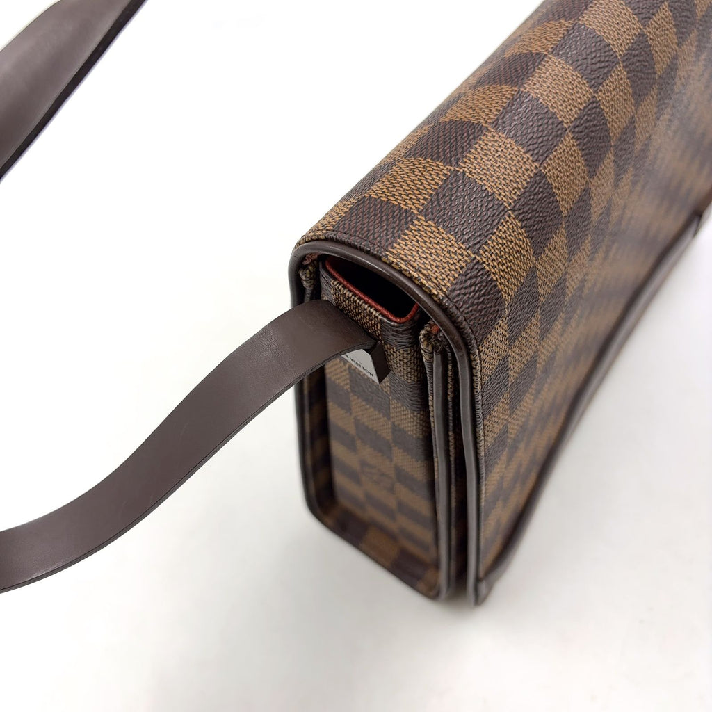 Louis Vuitton Tribeca Carre Damier Ebene Leather Brown Shoulder Bag Gold — view 7