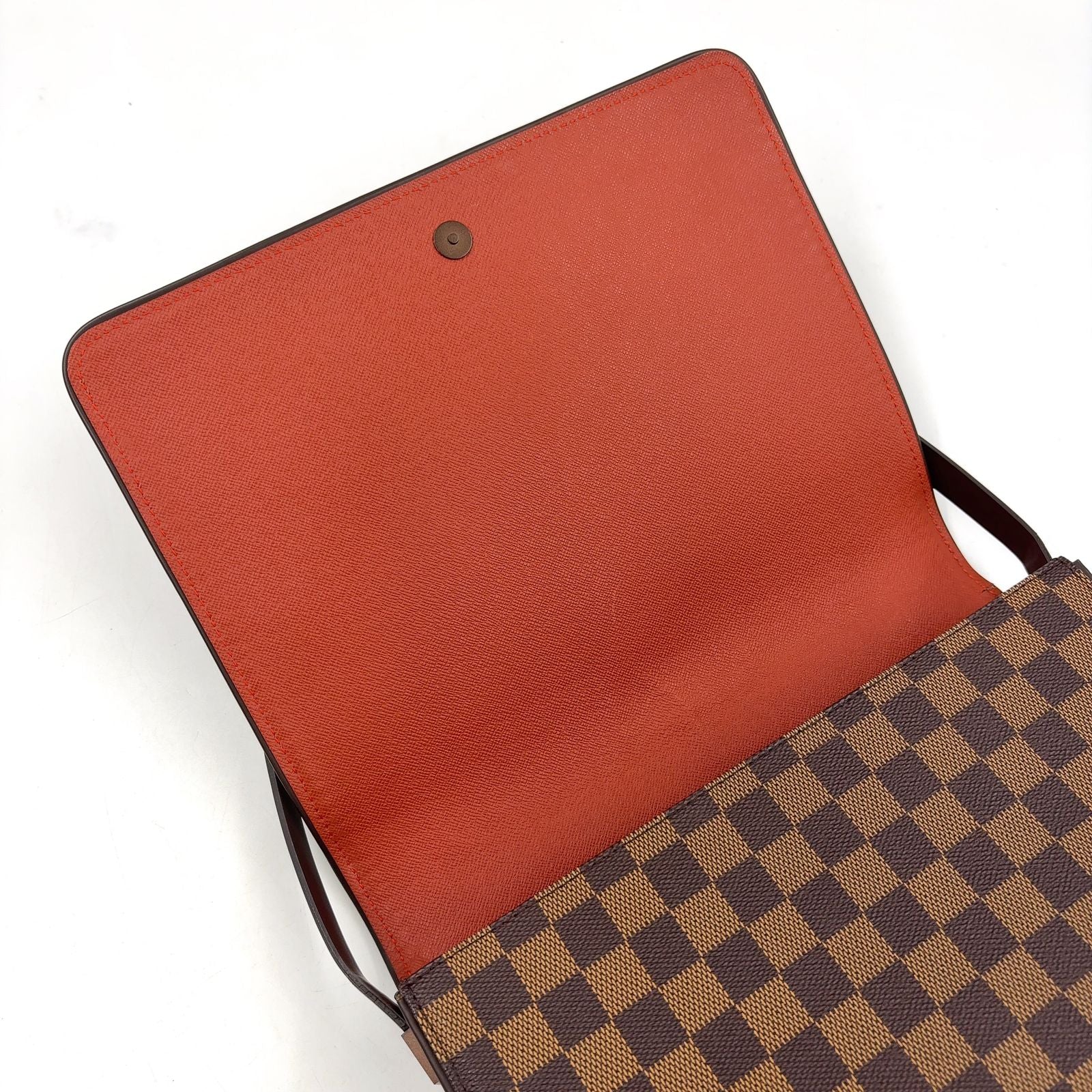 Louis Vuitton Tribeca Carre Damier Ebene Leather Brown Shoulder Bag Gold — view 8