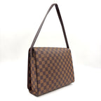 Louis Vuitton Tribeca Carre Damier Ebene Leather Brown Shoulder Bag Gold — view 2