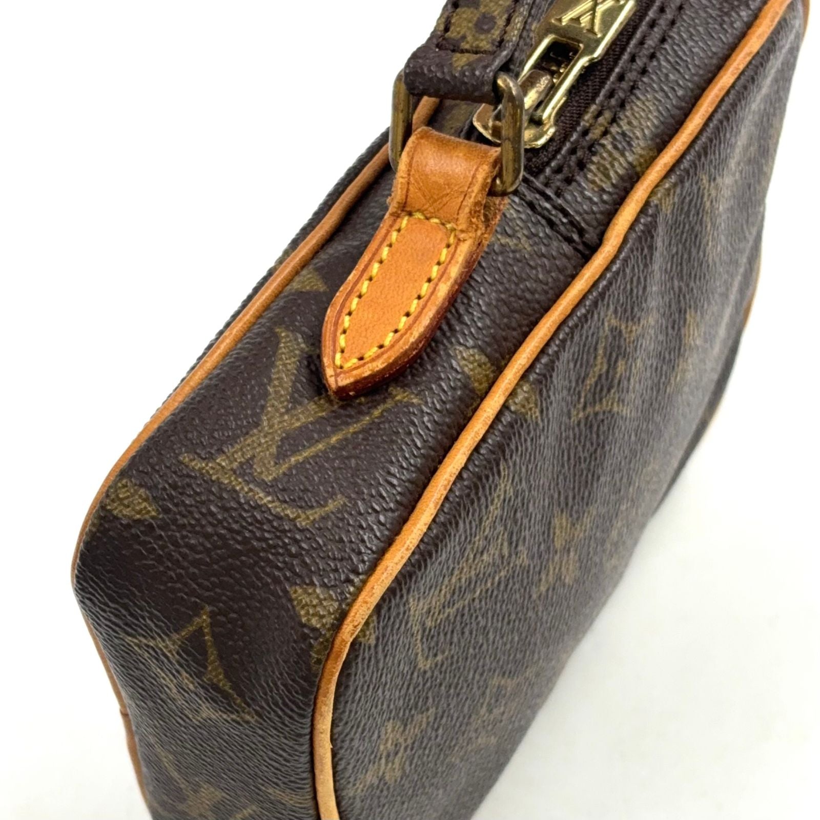 Louis Vuitton Mini Danube Monogram Leather Brown Light Shoulder Bag Gold — view 8