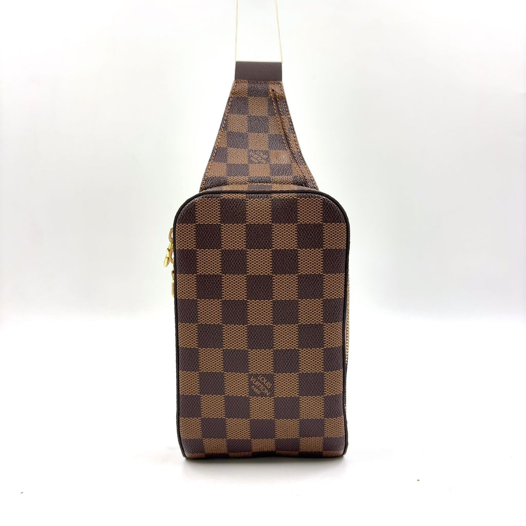 Louis Vuitton Damier Geronimos Leather Brown Belt Bag Gold