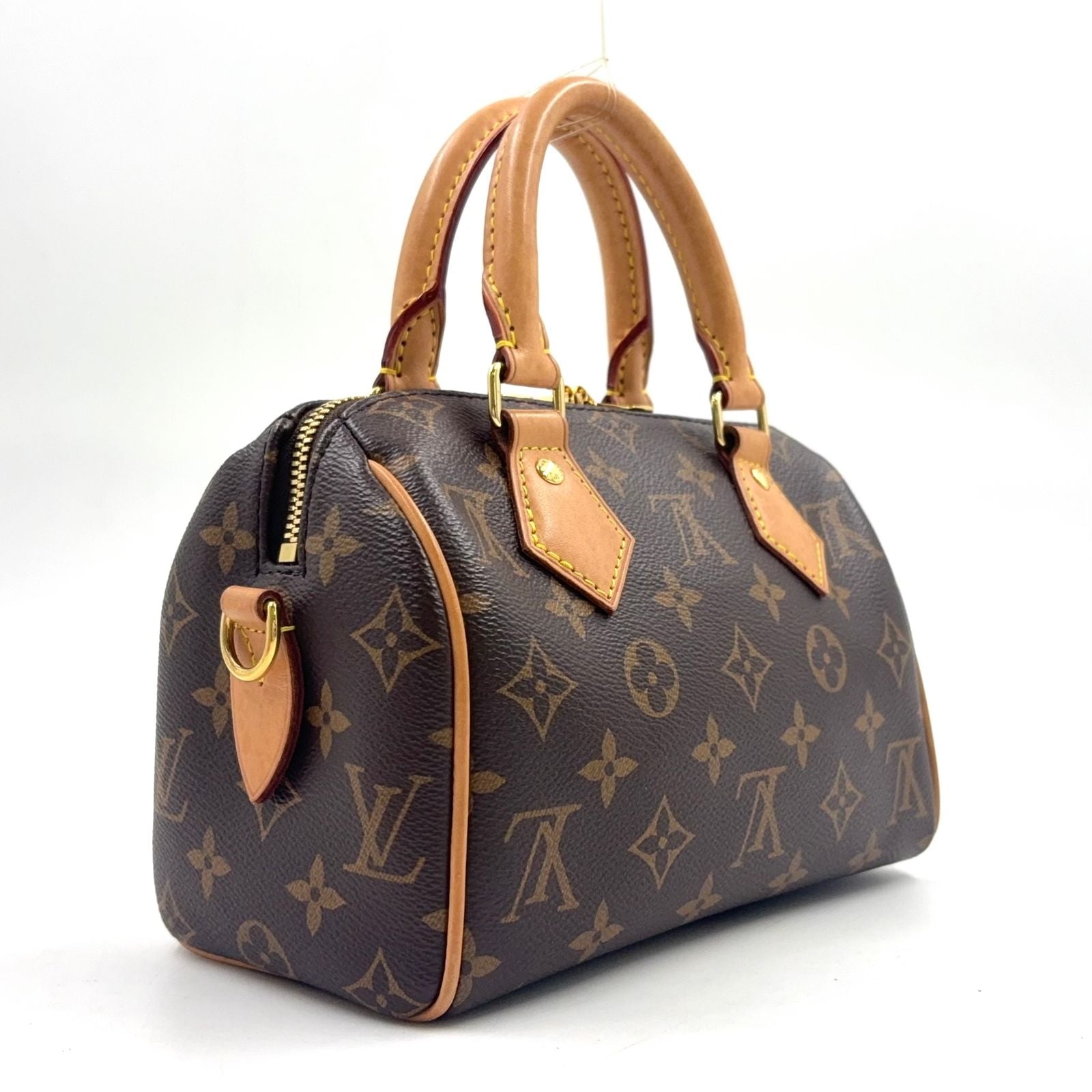 Louis Vuitton Speedy 20 Monogram Leather Brown Handbag Gold — view 2