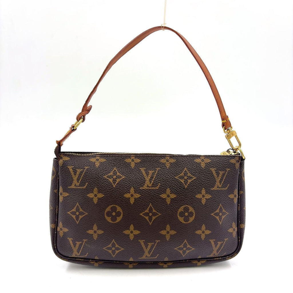 Louis Vuitton Pochette Monogram Leather Brown Light Handbag Gold