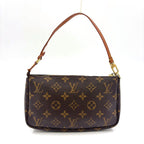 Louis Vuitton Pochette Monogram Leather Brown Light Handbag Gold